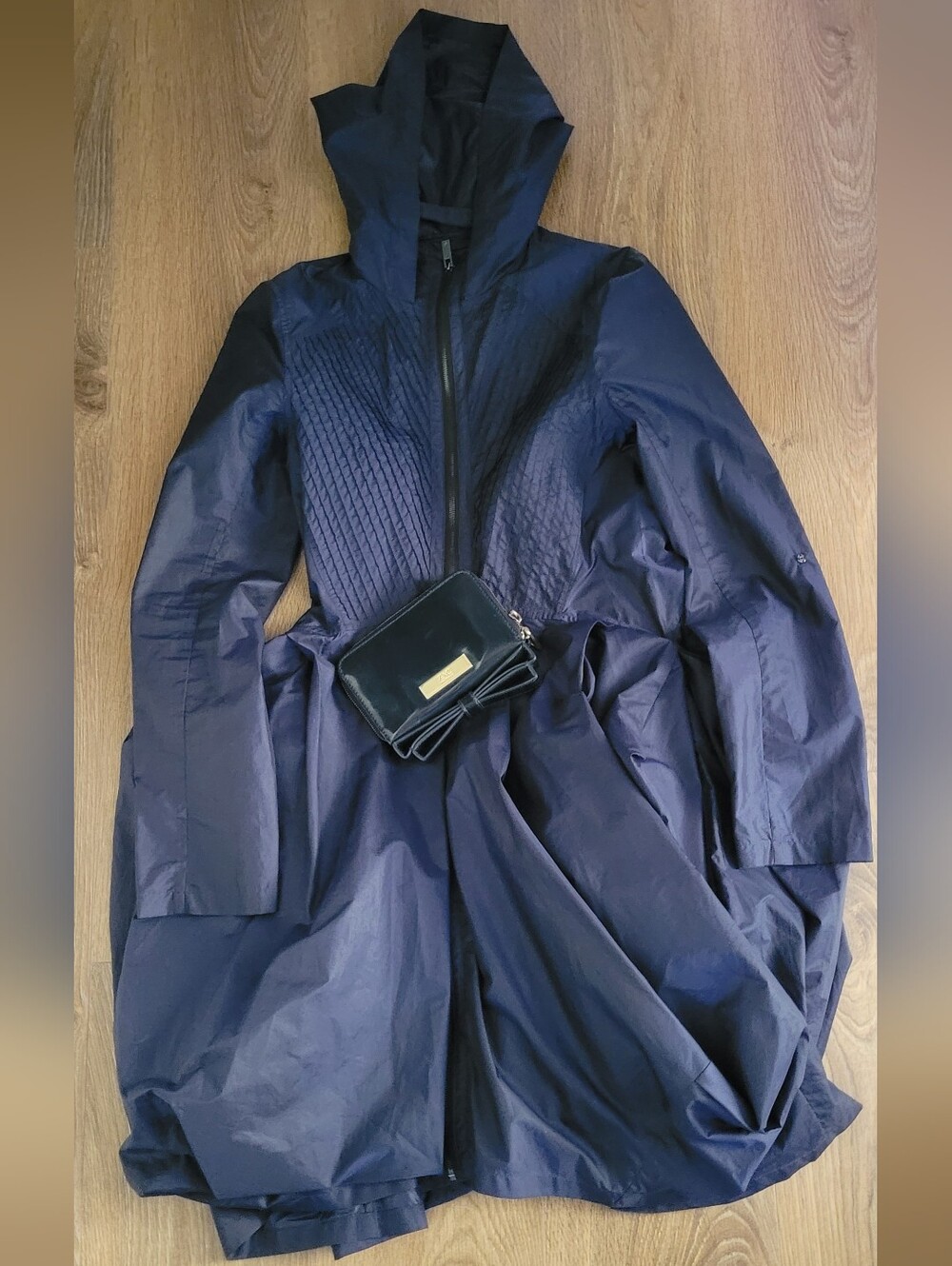 Bundle Zac Posen Navy Hooded Light Trench Coat + Zac Posen Wallet